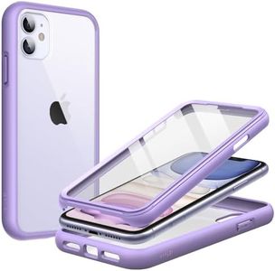 JETech Case for iPhone 11 6.1 Inch with Built-in Screen Protector Anti-Scratch, 360 Degree Full Body Rugged Phone Cover Clear Back (Purple)