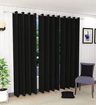 Decorvilla Blackout Faux Silk Superior 4 Piece Plain Solid Long Grommet Curtains Window Curtains, 6 Feet, Black