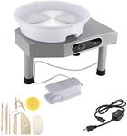 YaeKoo 350W Electric Pottery Wheel Machine, 25CM LCD Display Touch Screen Pottery Throwing Ceramic Wheel Machine, Table Top Clay Wheel Work Forming Machine with Foot Pedal Detachable Basin Gray