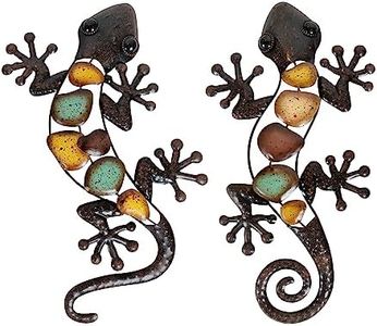 LIFFY Metal Gecko Wall Decor Large 2 Pack, Outdoor Lizard Wall Art, Metal Lizards Wall Decor, Gecko Metal Wall Art for Home Garden Yard Fence(15inch)