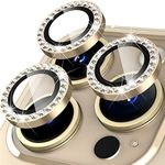 Suoman for iPhone 14 Pro 6.1 inch /14 Pro Max 6.7 inch Camera Lens Protector, Set with Diamonds Bling Camera Cover Tempered Glass for iPhone 14 Pro Max /14 Pro [Perfectly Fit] - Diamond Gold