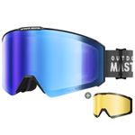 OutdoorMaster Falcon Ski Goggles Lens by ZEISS, OTG Snowboard Goggles Anti-fog, Magnetic Interchangeable Lens, Snow Goggles for Men & Women, HydroBlue Vlt 27%