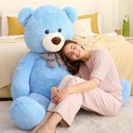 MorisMos Giant Teddy Bear 140cm, XXL Blue Teddy Bear Big Cuddly Soft Teddy 1.4m Stuffed Large Fluffy Teddies Massive Plush Toy for Kids Birthday Christmas Deco