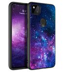 BENTOBEN for Google Pixel 4A Case, Nebula Slim Glow in the Dark Hybrid Hard PC Soft Rubber Bumper Protective Cases Cover Purple Nebula Galaxy Pattern Phone Cases for Google Pixel 4A, Nebula