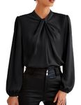 GRACE KARIN Summer Tops for Women UK Knotted Neck Soft Loose Fit Shirt Elegant Wedding Guest Blouse Black S