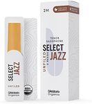 D’Addario Woodwinds - Organic Select Jazz Tenor Saxophone Reeds - Tenor Sax Reeds - Individually Sealed - Unfiled, Medium, Strength 2, 5-Pack