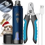 YABIFE Dog Nail Grinder, Dog Nail Trimmers and Clippers Kit, Super Quiet, Rechargeable, Pet Nail Grinder, for Small Large Dogs Cats Toenail Claw Grooming,3 Speeds, 2 Grinding Wheels