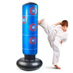 Kids Boxing Bag Free Standing 160cm Inflatable Punch Bag for Kids Free Standing Boxing Bag for Practicing Karate, Taekwondo,De-Stress Boxing Bag for Boy/Girl