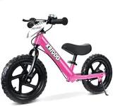 KRIDDO Pro Toddler Balance Bike for 2+ Year Old, 12 Inch Push Bicycle w Hand Brake & Kickstand, Gift Bike for 2-5 Boys Girls, Pink