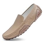 LUODENGLANG Men's Loafers Casual Shoes Slip On Driving Loafers Penny Loafers with Rubber Sole Soft Light-Weight Flats Boat Free Shoes…, Khaki, 9.5