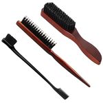 Bristle Hair Brush, 3 Pack Slick Back Hair Brush Teasing Comb Hair Brush for Men Women, Slick Back Hair Brush for Women Men, Boar Bristle Brush Smoothing Brush Sleek Hair Brush for Slicking Hair Beard