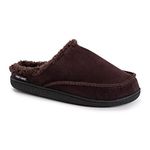 MUK LUKS Men's Faux Suede Clog Slipper, Brown, Large