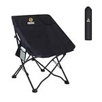 Nice C Camping Chairs, Fold Chair, Portable Chair, Backpacking Chair, Compact & Heavy Duty Outdoor, Travel, Picnic, Festival with 2 Side Pockets&Carry Bag (1 pack black)