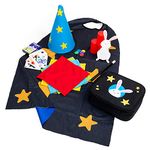 Bigjigs Toys Magic Kit - 12 Piece Kids Magic Set with Star Cape, Magic Wand, Top Hat, Rabbit & Magic Tricks for Kids, Magician Dress Up Set, Pretend Play Gift for 3+