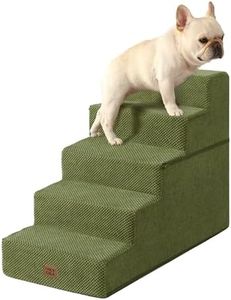 EHEYCIGA Dog Stairs for High Bed 22.5" H, 5-Step Dog Steps for Bed, Pet Steps for Small Dogs and Cats, Non-Slip Balanced Pet Ramp Indoor, Olive Green