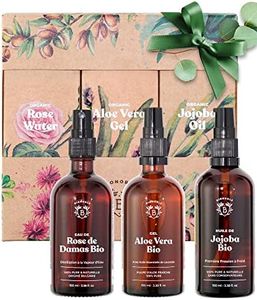 Bionoble Coffret Cadeau Femme Naturel et Bio 3x100ml - Eau de Rose, Gel Aloe Vera et Huile de Jojoba Bio - Idée cadeau anniversaire pour femme