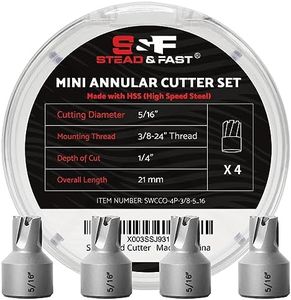 Spot Weld Cutter Kit 4-Pack, Cutting Diameter 5/16", S&F STEAD & FAST High Speed Steel Spot Weld Drill Bit, Annular Cutter for Hand Drill, 3/8" Threaded Shank, 1/4" Depth of Cut