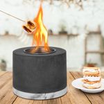 Table Top Fire Pit Bowl-Concrete Tabletop Firepit Small Portable Mini Indoor Fireplace Home Decor Smokeless Fire Pit (Dark Gray)