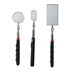 UOIENRT 3 Pcs Mirrors, Retractable Mechanics Mirror Kit, Observe Tool for Inspecting Vehicles Small Details(Square, Round and Oval)