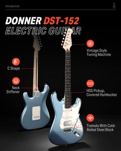 Donner 39" Electric Guitar Kit – Ice Blue, Beginner Set