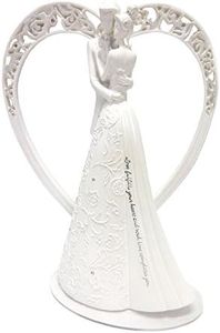 Roman Heart Language of Love Bride and Groom White Wedding Cake Topper Figurine