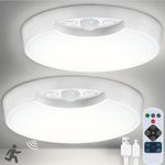 DEEPLITE Motion Sensor Ceiling Light with Remote, 7.8-inch 400LM Indoor Battery Operated Rechargeable Wireless Wall Light 5500K 8000mAh Timing Pir Light for Bathroom Garage Shed Loft Porch Toilet