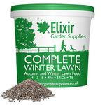 Elixir Gardens | COMPLETE WINTER LAWN Fertiliser Optimized For British Climate | Autumn and Winter Feed and Moss Treatment | 4-3-8 + 4Fe +Te | 1kg - 25kg Bags or Tubs | Treats 28sqm | 1kg Tub