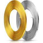32.8 Feet 2 Rolls Flat Aluminum Wire Silver and Gold 3 mm, Jewelry Craft Wire Beading Craft Wire Soft Bendable Wire for DIY Craft Jewelry Beading Handmade Supplies, 2 Colors