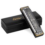 Eastar Major Blues Harmonica, 10 Holes C Key Beginner Harmonica for Students, with Hard Case and Cloth, Black