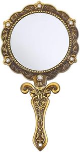 Uonlytech Vintage Hand Mirror Antique Handheld Mirror Antique Hand Mirrors with Handle for Face Makeup Cosmetic Mirror