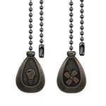 Dotlite Bronze Ceiling Fan Pull Chain Set, Decorative Fan Pull Chain Pendant Extension, 12 Inches Lighting & Fan Beaded Ball Fan Pull Chain Extender with Connector, 2 Pack