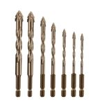 Homaxy Tungsten Alloy Steel Carbide Metal Ultra Hard Drill Set Tile Hole Granite Stone Concrete Heavy Duty Drill Bit for Ceramic, Glass, Marble (Brown) (7 Pcs)
