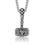 JeryWe Mjolnir Pendant Necklace for Men Women Stainless Steel Viking Hammer Necklace Vintage Thor Miljonir Necklace 24"(Thor Hammer 3)