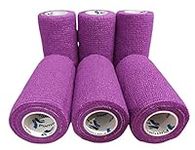 PintoMed – 6 X Purple X 10CM X 4.5M - Cohesive Bandage Stretched, Self-Adhesive Flexible Bandages, First Aid Sports Wrap Bandages Pack Individually for Medical, Sports and Veterinary use.