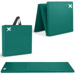 Xn8 Sports Tri-Fold Gymnastics Tumble Mat - 6cm Thick & 6Ft Long Foldable Gymnastic Exercise Mat for Kids and Adults- Non Slip PU Leather Surface Crash Mat with Carrying Handles for Yoga Pilates