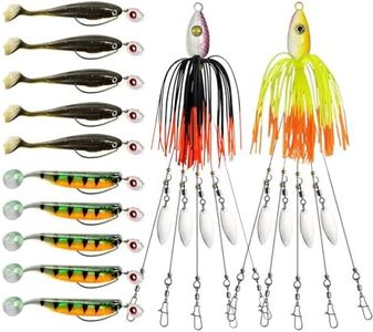 Alabama Rig Kit,2 Sets Umbrella Rig Fishing Lure Kit with Jig Heads and Trailers,5 Arms Fishing Umbrella Rigs Swimbait Lure for Trout Salmon Bass