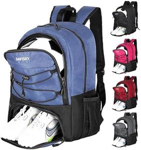 DAFISKY Youth Soccer Backpack Basketball Bag,Ball Compartment&Breathable Separate Cleat Water-Resistant Lightweight Durable Ergonomic Comfort Sports Equipment for Volleyball Football Rugby Training