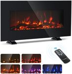 CO-Z 85cm Freestanding Electric Fireplace | 900W and 1800W Electric Fire with Thermostat, 5 Flame Effects, Log Display, and Remote Control for Bedroom Living Room Wall Decor