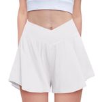 Zaclotre Girls Flowy Shorts with Spandex Liner V Crossover 2 in 1 Athletic Running Shorts with Pockets Kids Butterfly Skorts White