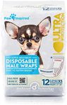 Paw Inspired Ultra Protection Disposable Male Wraps (Belly Bands) (12 Count, X-Small)