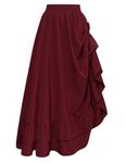 SCARLET DARKNESS Women Halloween Red Skirts Elastic High Waist Victorian Ruffle Tiered Maxi Long Skirt for Christmas Party Wine L