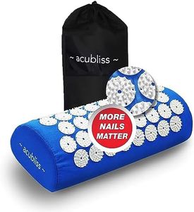 Acubliss The Comfortable Acupressure Pillow — 2,142 Nails Acupuncture Neck Pillow for Neck Pain & Back Pain & Stress Relief — On-The-Go Massage Pillow with Carry Bag, Size 37 x 15 x 10 cm, Blue