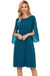 GRACE KARIN Women's Summer Chiffon Party Dress 3/4 Sleeve A Line Wedding Guest Dresses Size 20 Cerulean