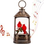 Cardinal Christmas Snow Globe Lantern, Glitter Lighted Cardinal Snow Globe with Music,Musical Christmas Decorations USB and Battery Operated, Christmas Decor