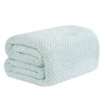 Dreamscene Throws for Beds Double, Soft Cosy Warm Blanket for Bed Sofa Settee Honeycomb Waffle Mink Throw Blanket Fluffy Fleece Throws Travel Faux Fur Throw, Duck Egg Blue - 150 x 200cm