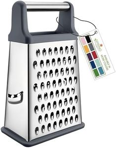 Spring Chef Professional Box Grater, Stainless Steel with 4 Sides, Best for Parmesan Cheese, Vegetables, Ginger, XL Size, Gray