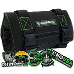 Rhino USA Tool Bag Roll - Heavy Duty Canvas Organizer Pouch for Tools - Ultimate Travel Tool Storage Kit for UTV, Car, Truck, 4x4 Offroad - Upgraded with Labeled & Removable Pouches