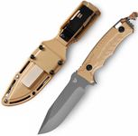 Wilora D2 Steel Hunting Knife - Bowie Knife with Sheath, Sharpener Stone, Ferro Rod Flint, and Paracord Rope - All-in-one Survival Knife