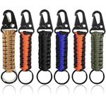 6 Pcs Paracord Keychains, Carabiner Keychains Braided Keychain Lanyard with Clip for Hanging Keys or Flashlight, for Outdoor Camping Fishing Backpack Fit Men Women, 5.9in x 1.17in