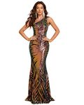 Giffniseti Women's One Shoulder Holographic Sequin Dresses Evening Gown Formal Prom Maxi Dress, Black, Large